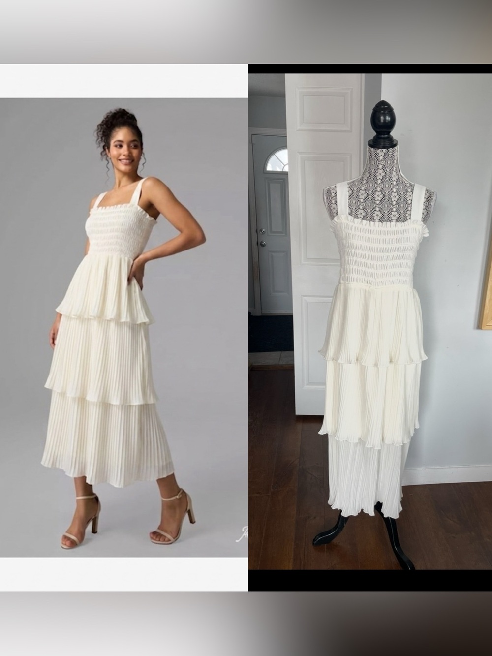 NWT Large Stunning Feminine Chiffon Tiered Pleated Midi Dress.